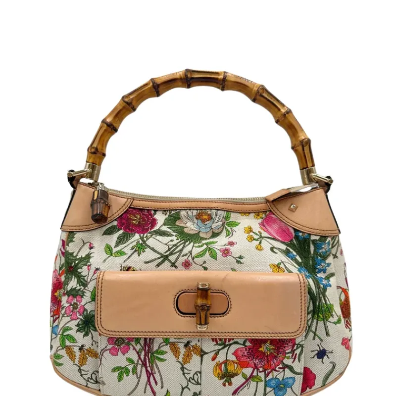 Borse A Spalla>Gucci Borsa Flora Bamboo