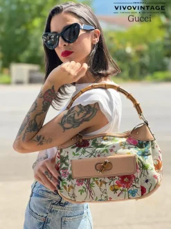 Borse A Spalla>Gucci Borsa Flora Bamboo
