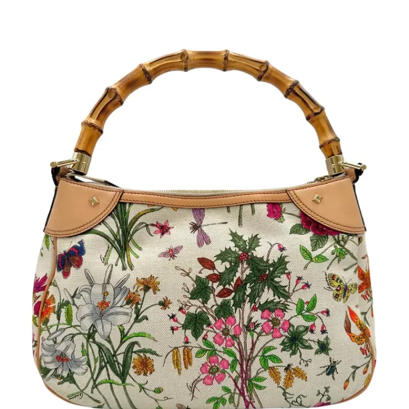 Borse A Spalla>Gucci Borsa Flora Bamboo