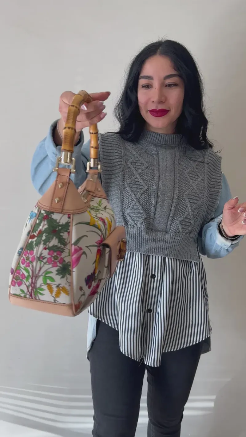 Borse A Mano>Gucci Bamboo flora