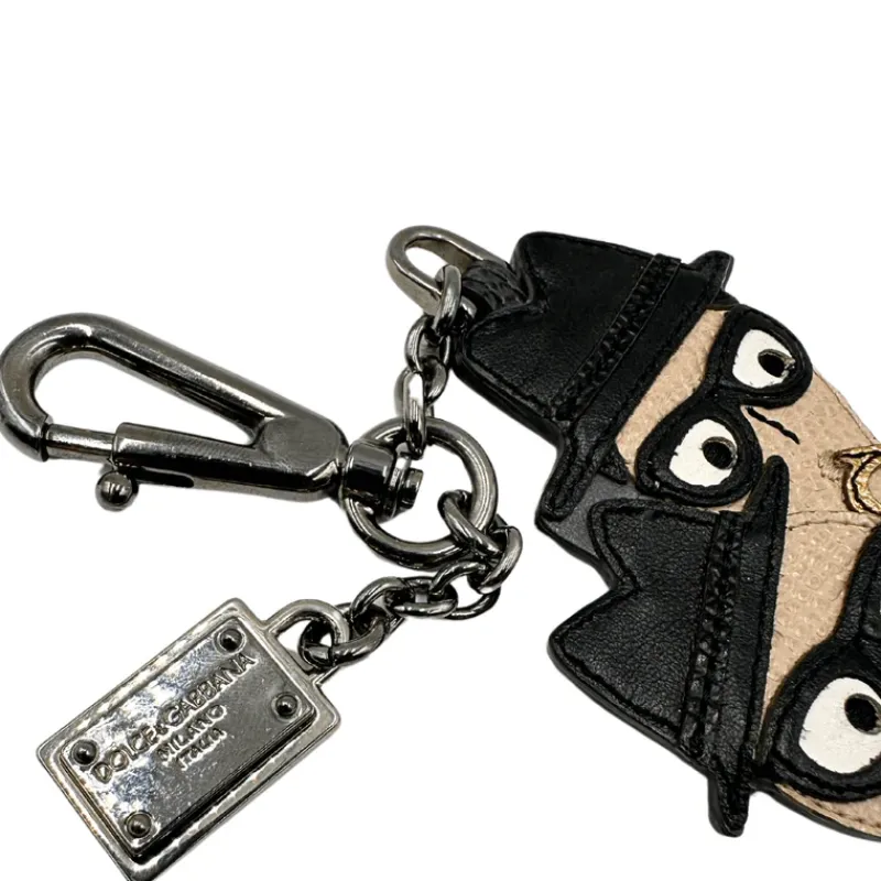 Portachiavi E Charm Per Borse>Dolce u0026 Gabbana Portachiavi Black Leather Family Dolce&Gabbana