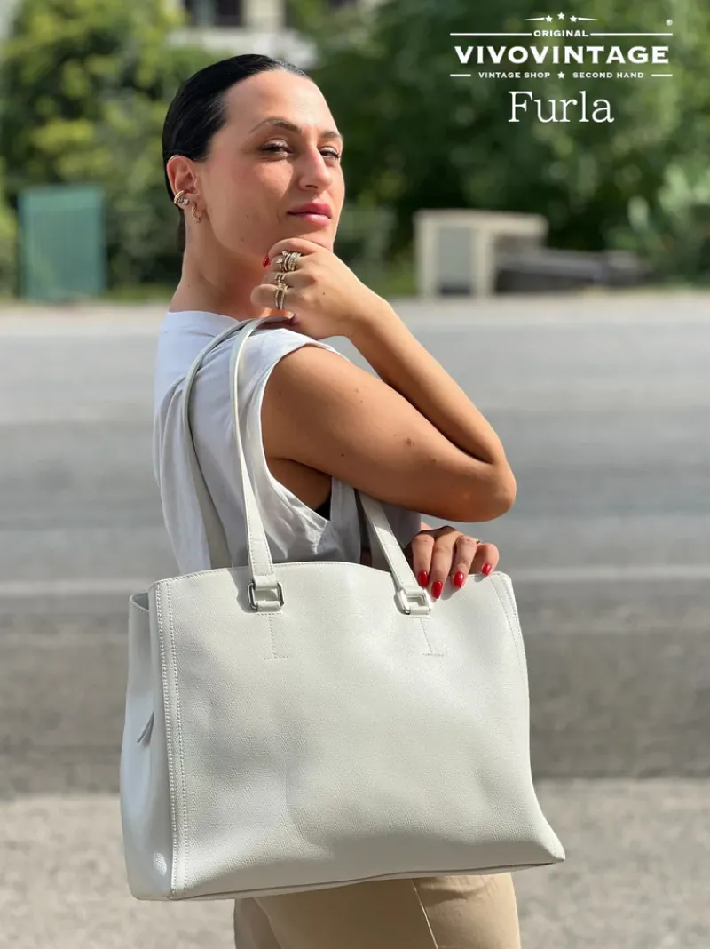 Borse A Spalla>Furla Shopper bianca